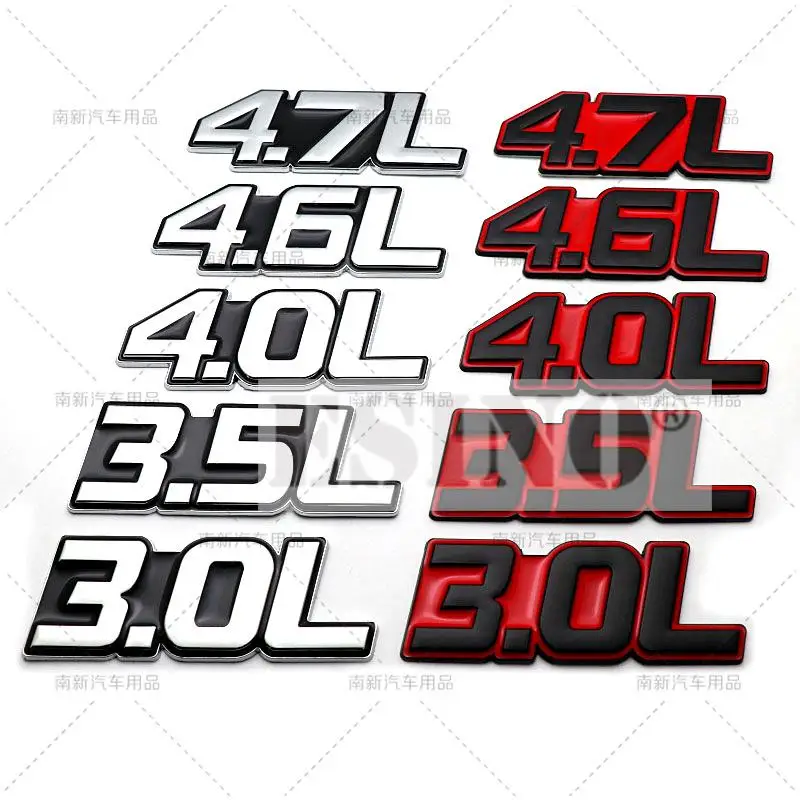 Styling automobilu 3D kovový chróm zink zink zliatiny adhenzívny znak 3.0l 3.5l 4.0l 4.6l 4.7l