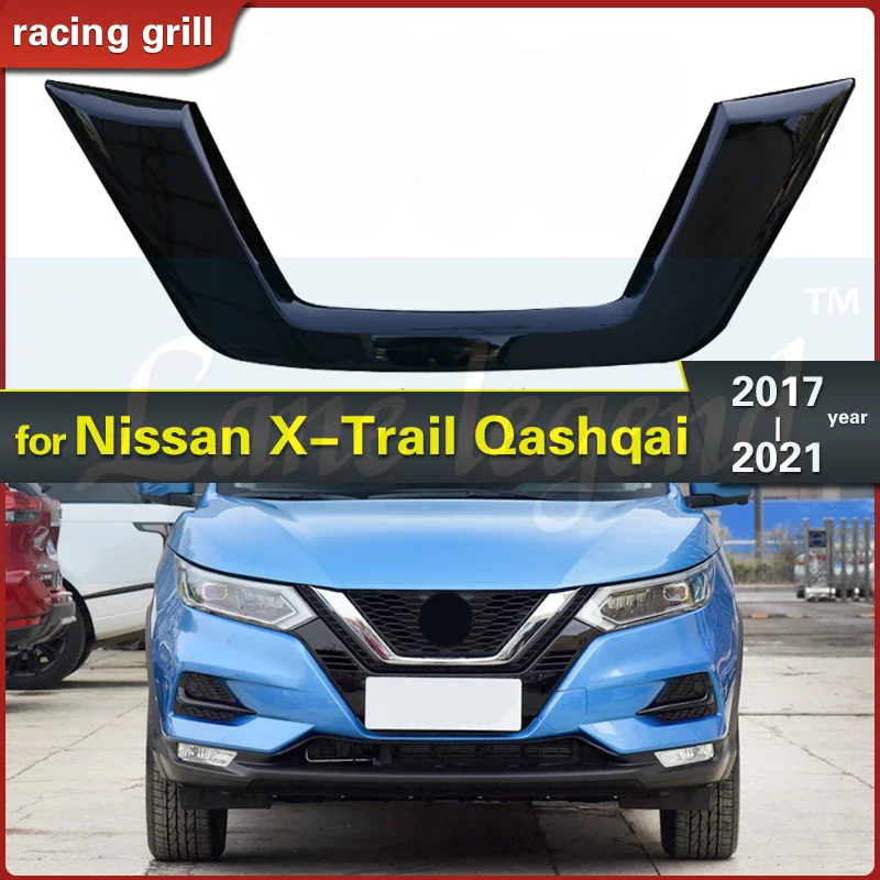 Styling automobilu Fit for Nissan Qashqai J11 19-20 Textúra uhlíkových vlákien/lesk Čierny predný obklad grilu