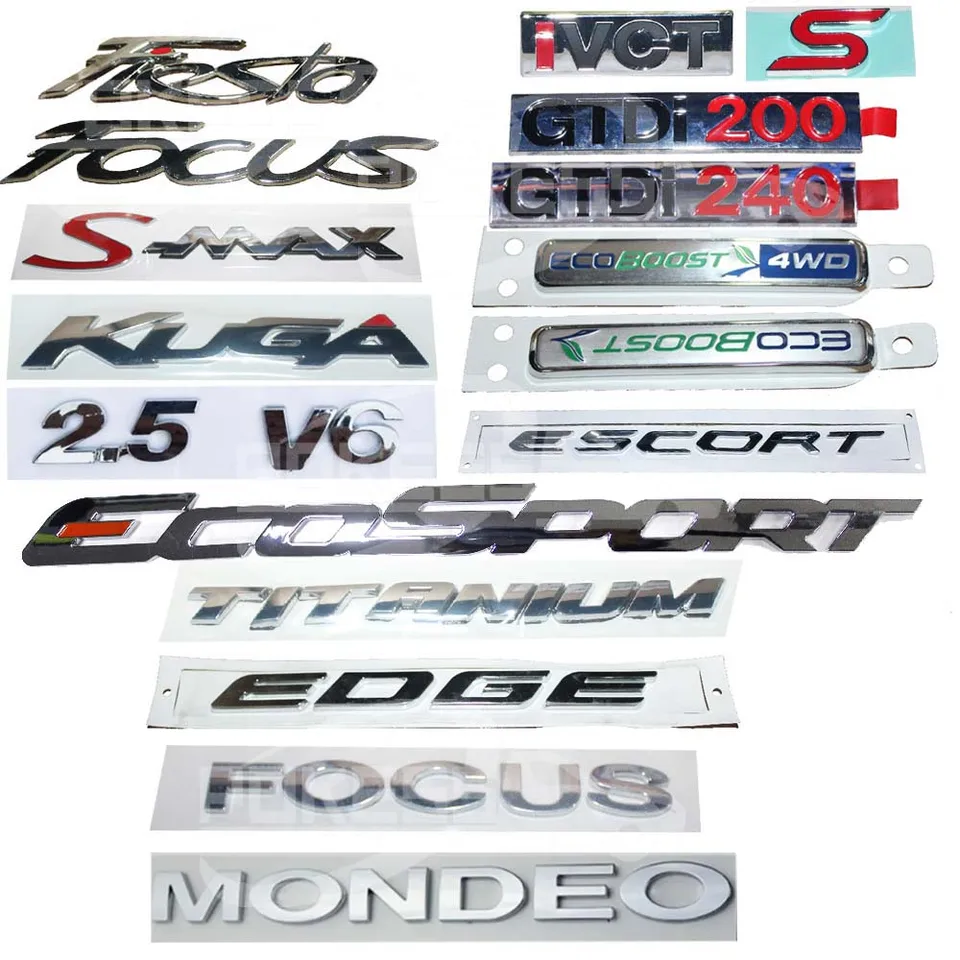 Styling automobilu pre Ford Fiesta Mondeo Focus S-Max Edge Kuga znak odznak Trunk Letter Sticker Tail Odznak Odznak Doplnky automobilov