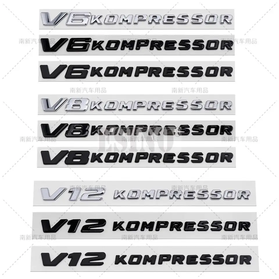 Styling automobilu V6 V8 V12 Kompressor 3D ABS Chrome Empl Empl Auto odznak Nálepky Nálepky automatické príslušenstvo pre Mercedes Benz S500 S680 GT GT50