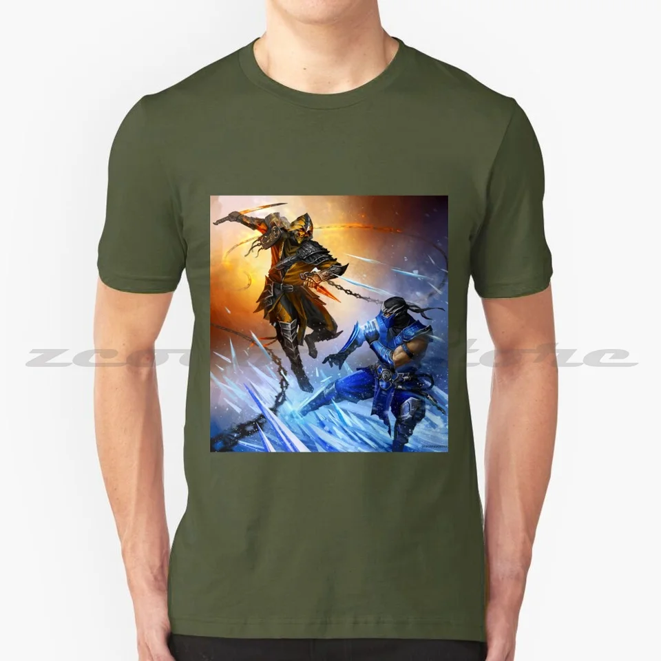 Sub Zero a Scorpion Mortal Kombat 100% bavlnená muži a ženy mäkké módne tričko Mortal Kombat Sub Zero Subzero Mortal Kombta