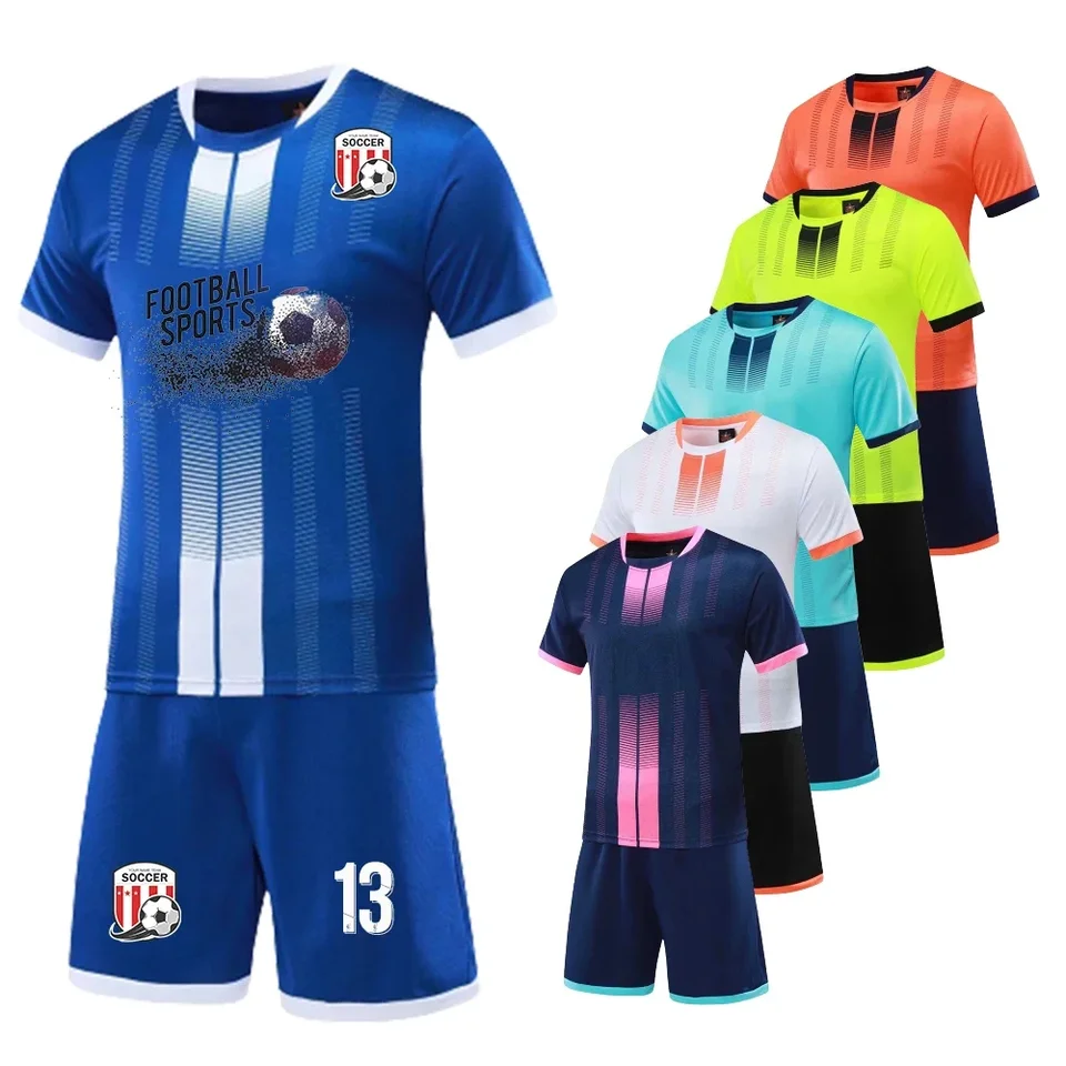 Sublimácia prázdny futbalový dres pre mužov pre mužov Custom Hot Predaj 2 kusy O-krk krátky rukáv Tímový tréning futbalová uniforma
