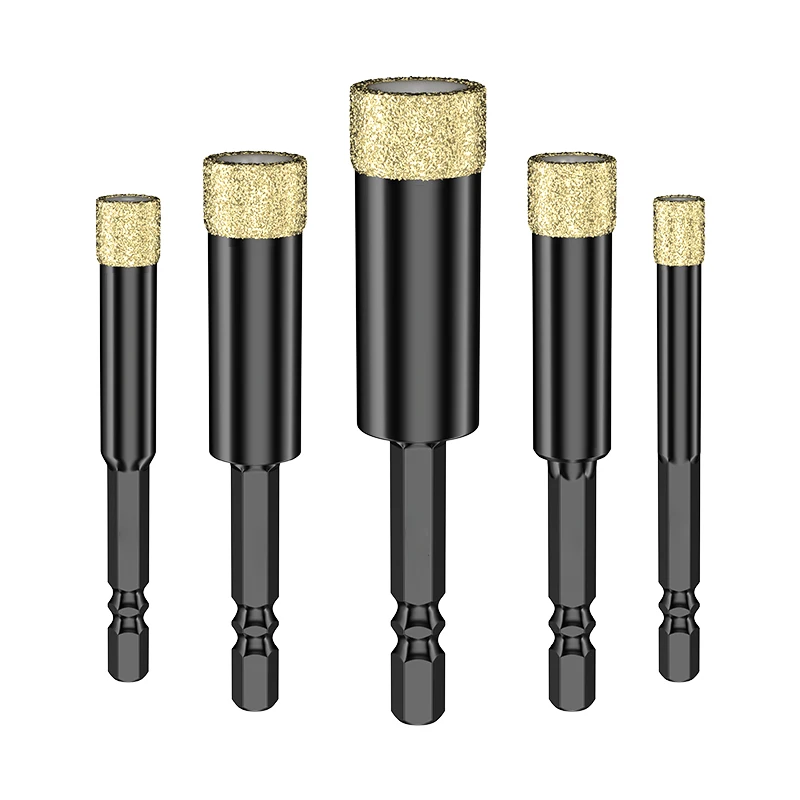 Suché diamantové vŕtacie kúsky súpravy pre žulové keramické mramorové dlaždice Kamenné sklo tvrdý materiál HEX SHANK MUSONRY HOLE PILL BIT 6-16 mm