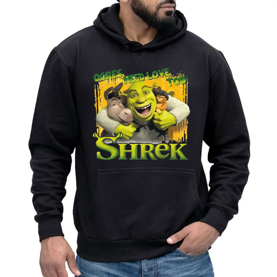 Sudadera Hombre Nové módne a mužské ženské shrek animované s kapucňou jednoduché mikiny s dlhým rukávom Mestské jesenné zimné vrcholy