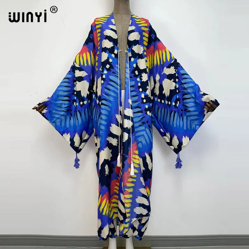 Sukienka Party 2022 Winyi Women Cardigan Loose Long Dress Cocktail Party Boho maxi african Holiday Batwing Sleeve Kimono Roupe