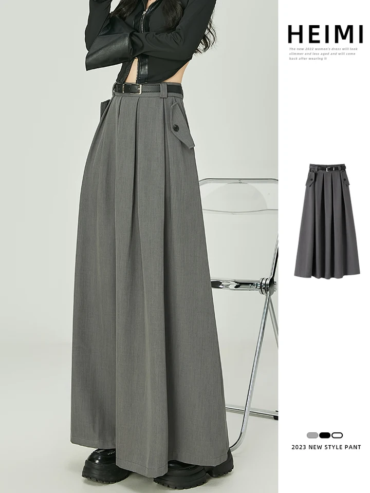 Sukne pre ženy šedé skladané elegantné neformálne sukne 2024 leto New Streetwear High pás elegantné pevné sukne A-line