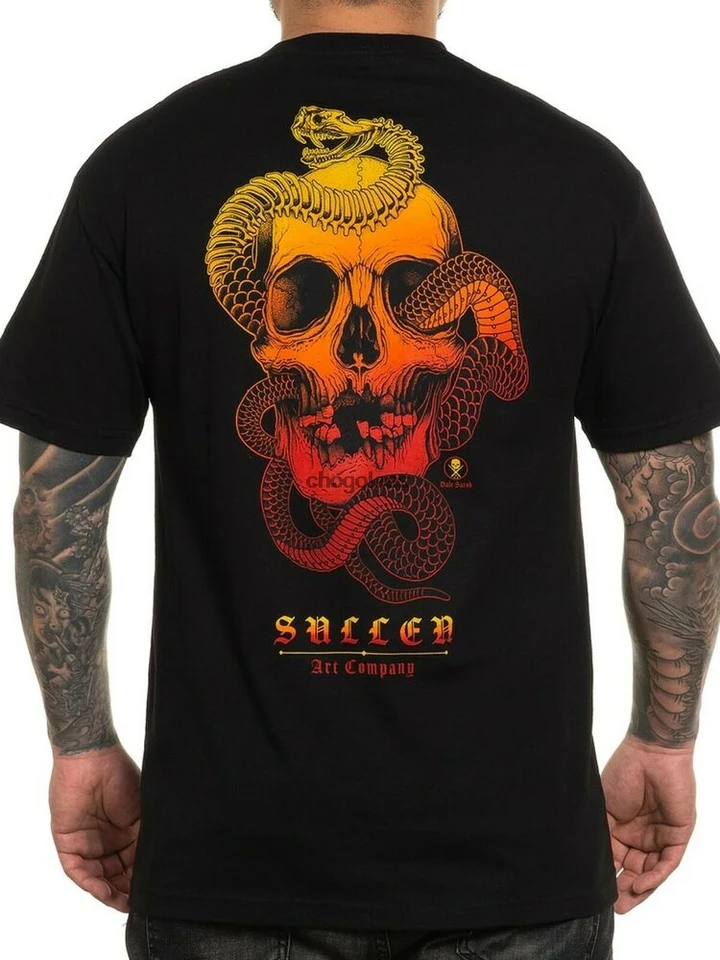 Sullen Mens Sarok Skull s krátkym rukávom Tričko lebka a hadie tetovanie TEE