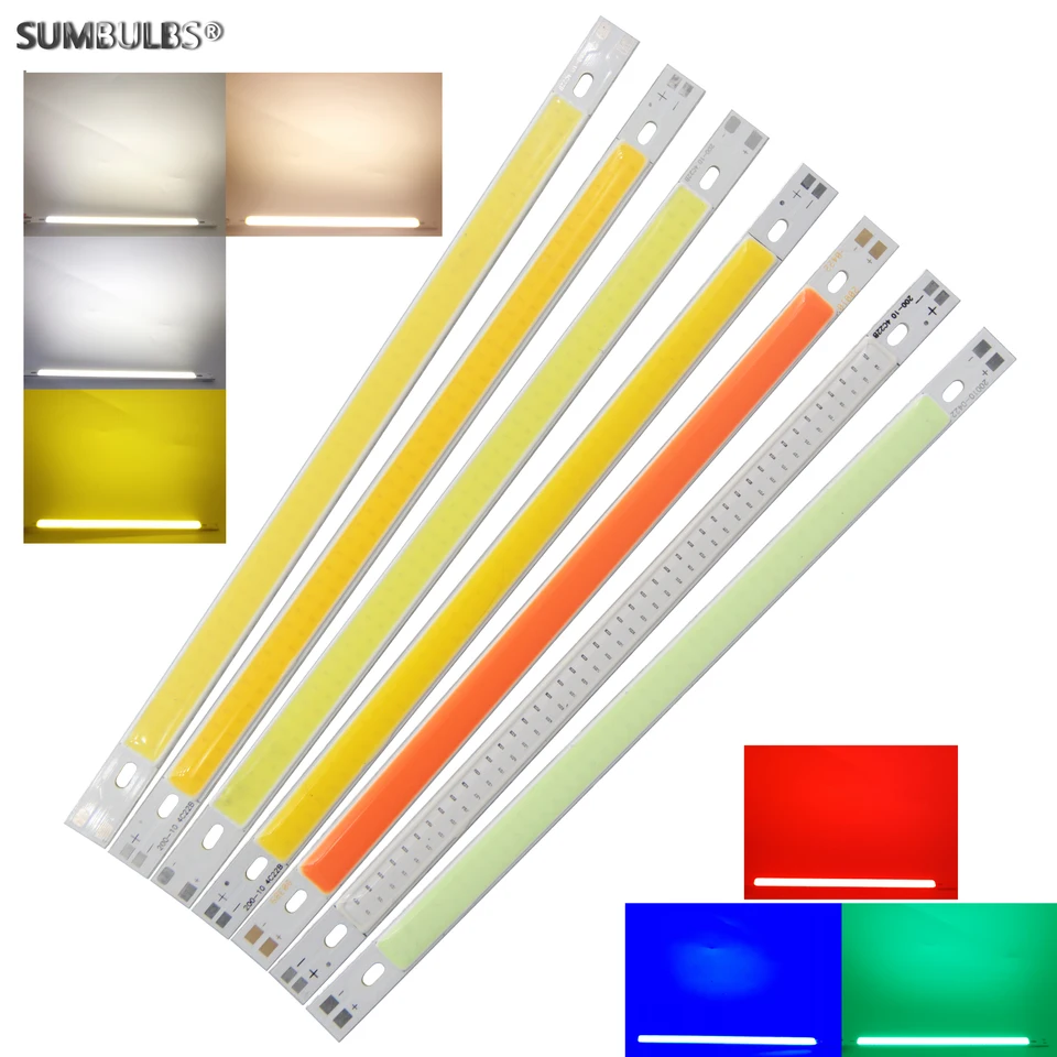 Sumbuls DC 12V 200*10 mm LED COB Svetlo pásik 10 cm 10W lampa modrá zelená červená teplá chladná biela farba LED osvetlenie LED 12V pre domácich majstrov