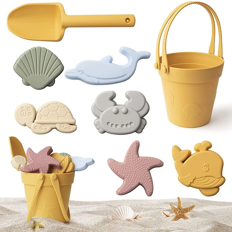 Summer Beach Bucket Hračky a piesok Hra hračky Soft Silicon Set Set Beach Game Rodičovec-dieťa Interaktívne nástroje 4-6 rokov