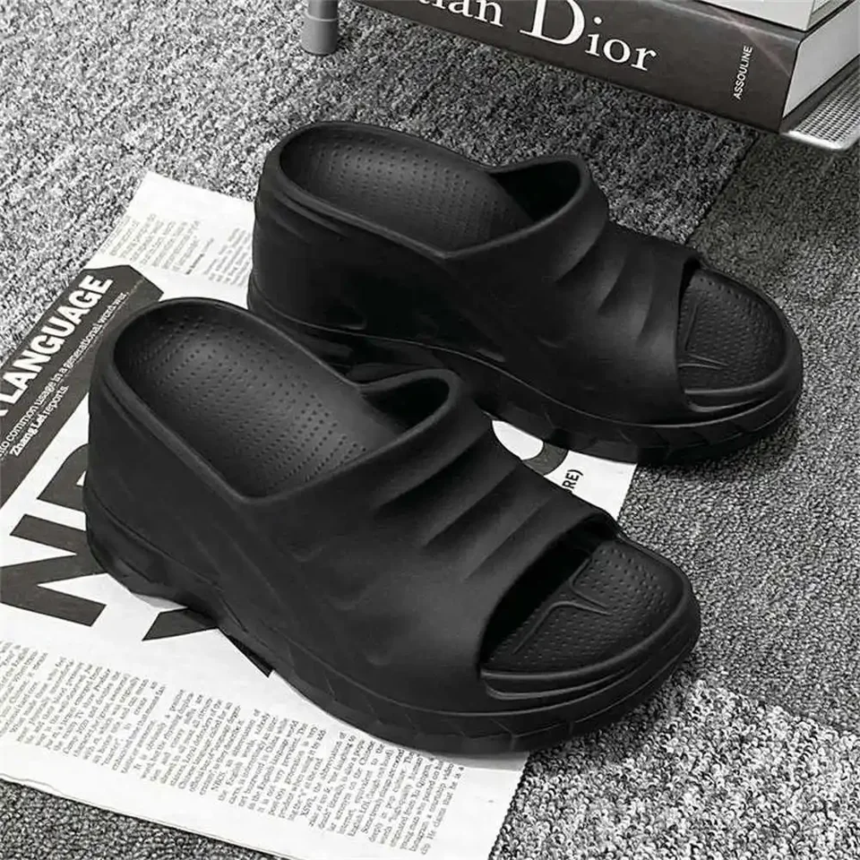Summer Wedge Sole Dámska topánky s okrúhlymi papucami masážny flop sandále kvôli čiernym teniskám športových behov