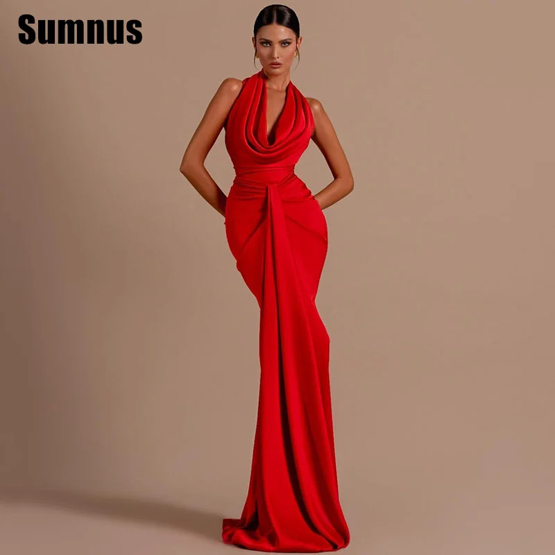Sumnus Red Elegantné večerné šaty Mermaid Vynikajúce šaty s celebritami podlahov