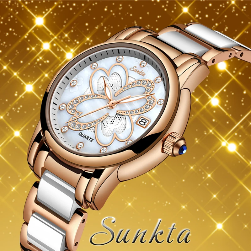 Sunkta New Watch Women Watches Dámy Kreatívne dámske náramky hodinky ženské hodiny relogio feminino Montre femme+box