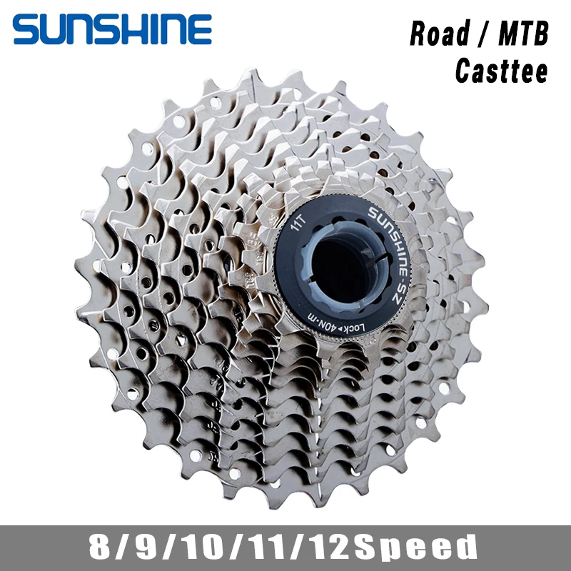 Sunshine 8/9/10/11/12 Speed ​​Road Bike Cassette CNC hliníková zliatina + oceľové bicykle Freewheel HG Sliver Sliver Forlecket