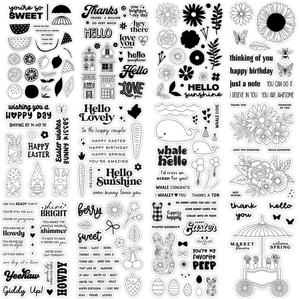 Sunshine Blooms Whale Hello Lovely Bunches Clear Stamps and Dies For pre domácich majstrov