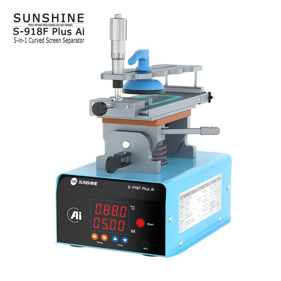 Sunshine S-918F plus odlučovač AI 5in1 Zakrivená obrazovka Separácia 360 ° Rotačná vykurovacia platforma AI Control LCD Screen Opravy