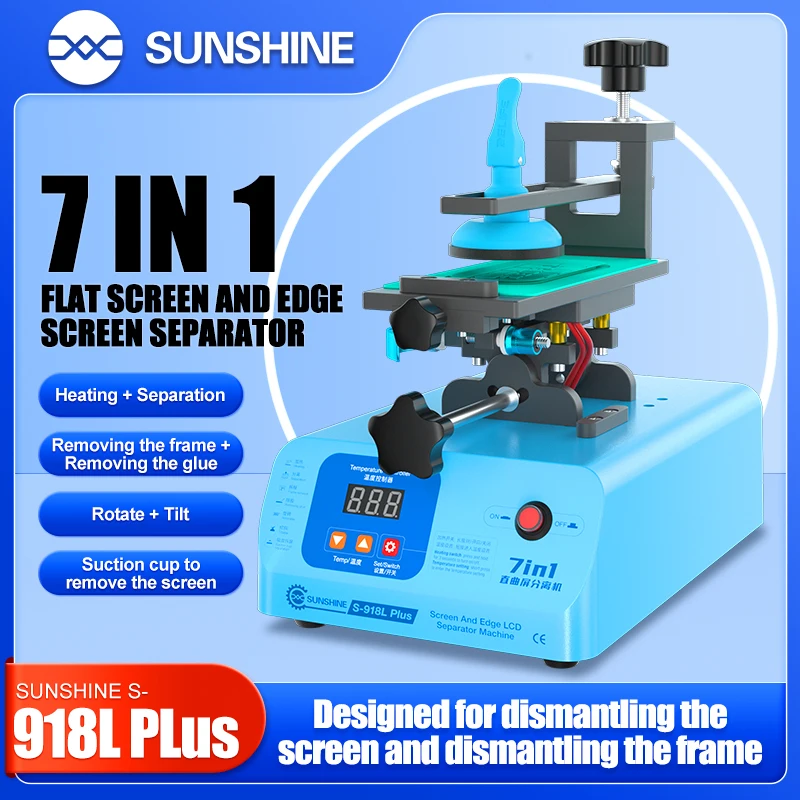 Sunshine S-918L Plus 7-v-1 zakrivená obrazovka odlučovacia hrana obrazovky 360 ° Mobilný telefón Odstráňte nástroj na opravu obrazovky