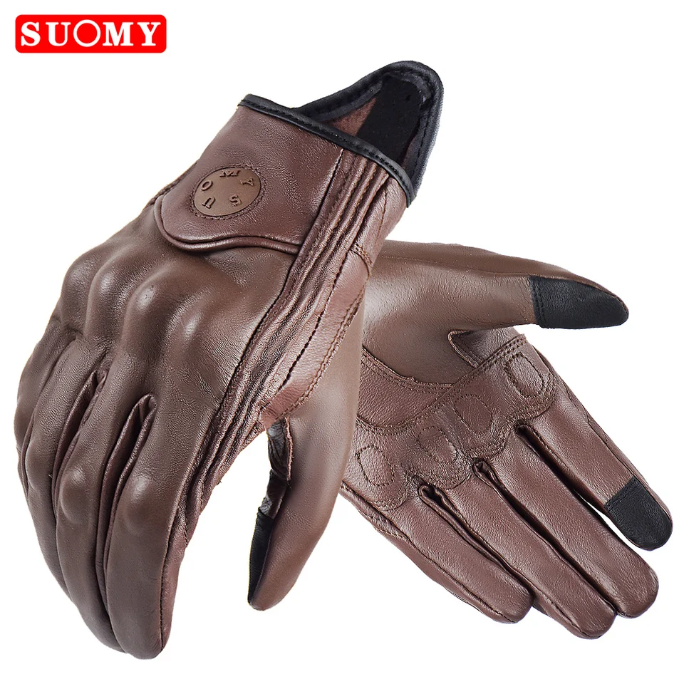 Suomy Vinatge Goatsin Motorcycle Rukavice Letné muži Hnedá retro koža Motokrosová rukavica Lady Motocyklist Guantes