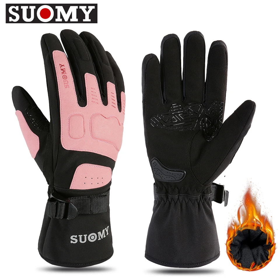 Suomy zimné motocyklové rukavice pre ženy dotyk obrazovky Vekonater Motobike jazdiace rukavice Lady Pink Full Fuld Moto Moto cyklistické rukavice