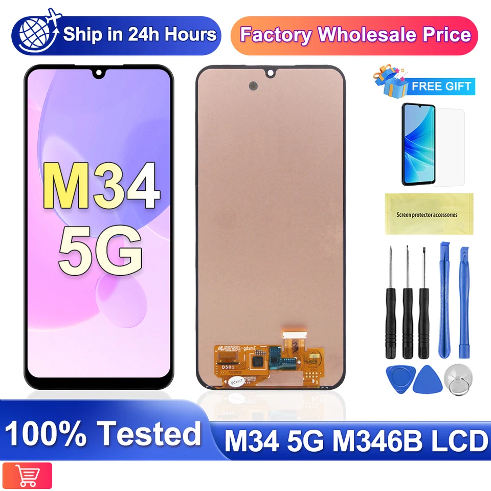 Super AMOLED M346 Displej s rámom pre Samsung M34 5G M346B M346B/DS LCD DISPIT DISPIT DIGITIZÁRE Zostava