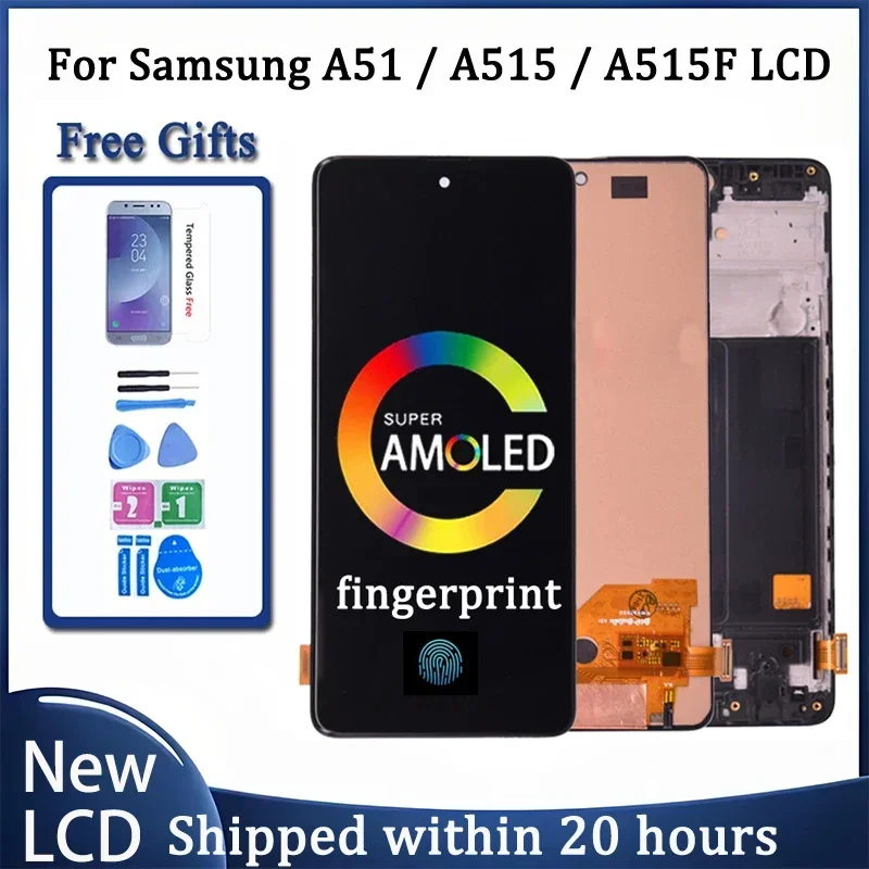 Super AMOLED pre Samsung A51 LCD A515 A515F A515F/DS A515FD LCD DISPICK DOTATNÁ SCREES S DOTATION S DISPORE S DIGITÁRNOU ROMOV