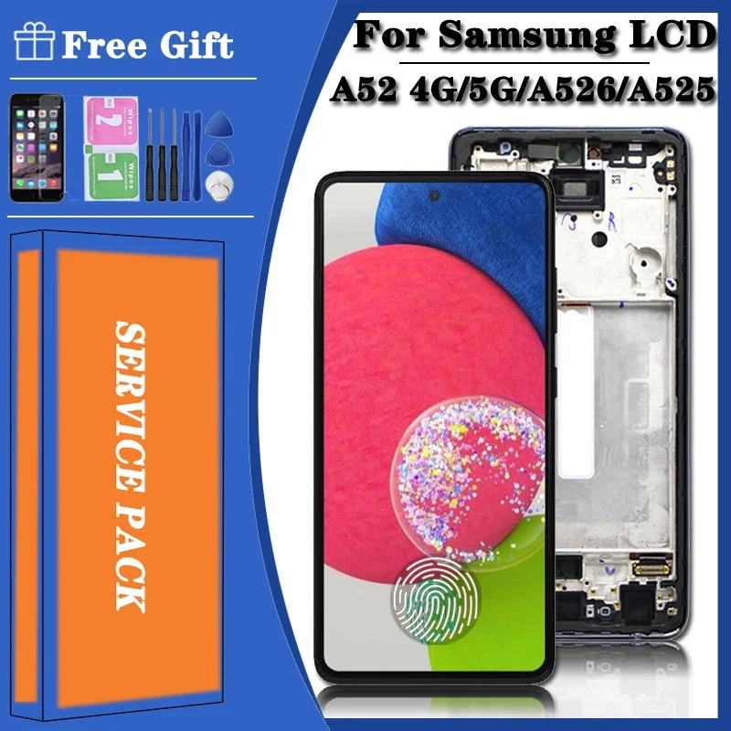 Super AMOLED pre Samsung A52 4G A525 A525M A525F/DS LCD DIGITIZERIZER pre Samsung A52 5G A526 A526B A526B/DS