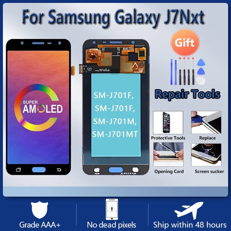 Super AMOLED pre Samsung Galaxy J7 NXT J701F J701M LCD DISPICE SCREET DOUGHT DIGITIZERIS Zostava pre J701 J7 NEO J7 Core LCD