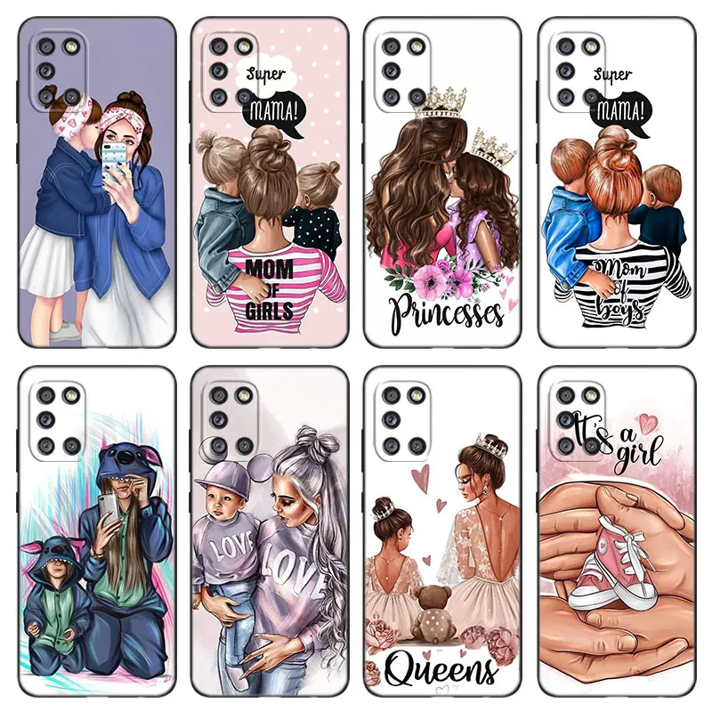 Super Baby Mom Girl Son Black Phone Case pre Samsung Galaxy A01 A03 Core A04 A10 E A02 A20 A21 A30 A50 S A6 A8 Plus A7 A9 2018