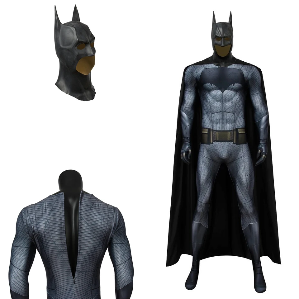 Super Boy Bruce Dospelý netopier Cosplay kostým 3D tlačená kombinéza Zentai Halloween make -up lopta pevná fit maska ​​plášť