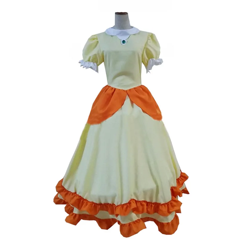 Super Bros Princess Peach Daisy Cosplay šaty oranžový kostým s rukavicami