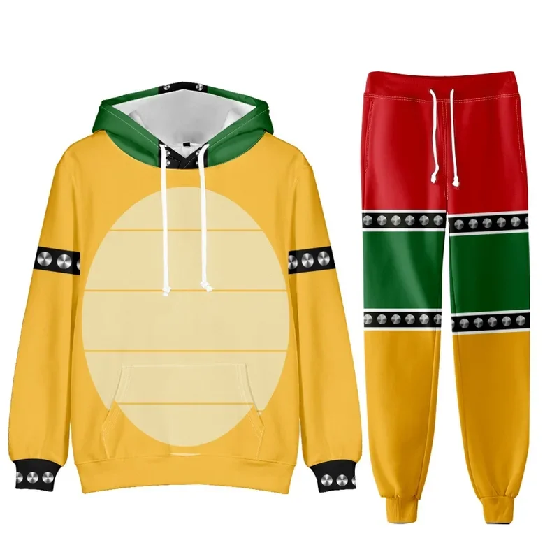 Super Brothers Bowser Cosplay kostým pre mužov Dámske nohavice mikiny Harajuku streetwear móda 3D tlačené mikiny bunda