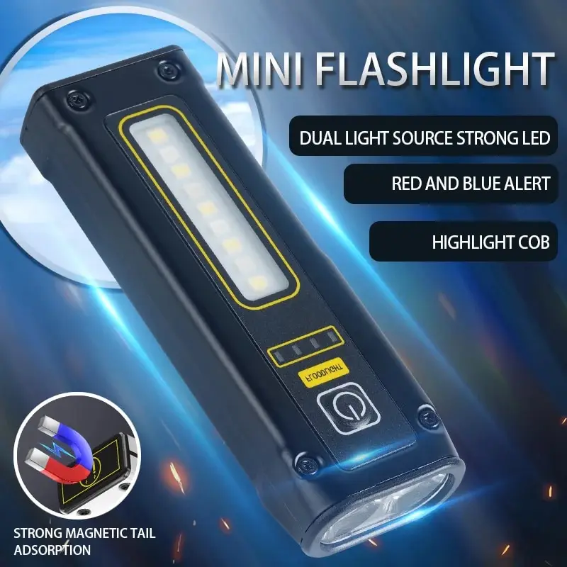 Super jasná LED nová dizajnová zdrojová pracovná lampa s magnetom alarmom SOS SOS reťazec Power Bank nepremokavá núdzová baterka