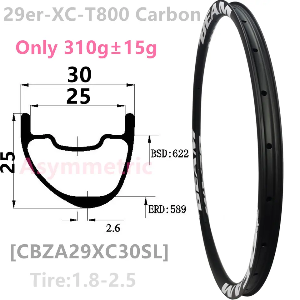 Super Light xc asymetrické 320G 35 mm 33 mm 30 mm šírka 25 mm hĺbka 29er 29er uhlíkový okraj horské bicykle bezdušové 29er uhlíkové ráfiky MTB