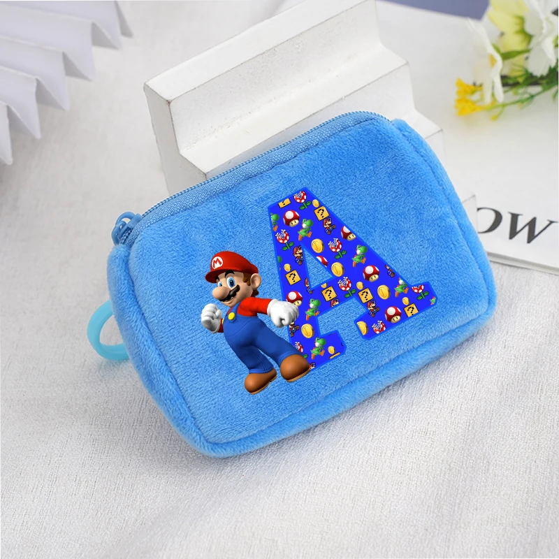Super Mario Square Coin Coin Game Temed Letter tlačená peňaženka Boys Prenosná mini úložná taška karikatúra batohové dekorácie darčeky