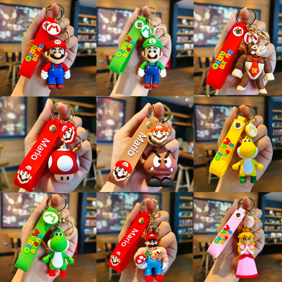 Super Mary Series Keychain Mario Bros Luigi ropuchy Yoshi Bowser Action figure dekorácie dekorácie Cartoon Doll Hračky darček
