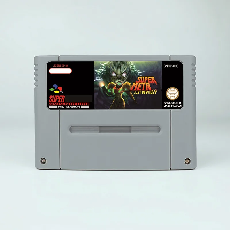 Super Metroided - Justin Bailey Eur USA 16 bit RPG Game Card pre konzolu videohry SNES Game Cabtridge