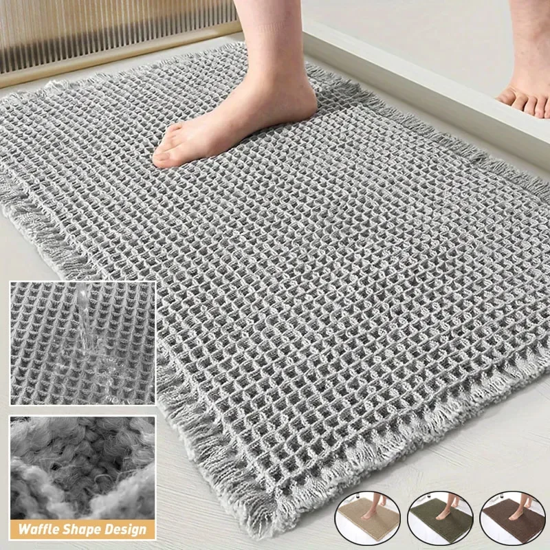 Super mäkká vaflová kúpeľová mata na umývanie kúpeľňových kobercov Non-Slip Super Absornt Soft Shower Rat pre kúpeľňu a sprchu