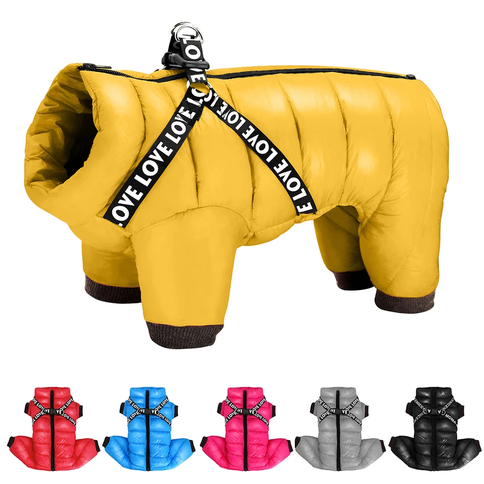 Super teplé psie odevy zimné domáce zviera kabát s kabátom s postrojom nepremokavým šteniatkovým oblečením mikiny pre malé stredné psie oblečenie