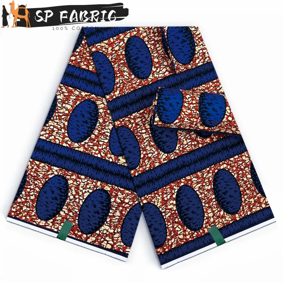 Super tkanina 100% originálna skutočná ankara textília African Wax Block Block Tlač Batik Holandská látka 6 yardov pre svadobnú hostinu VL-316