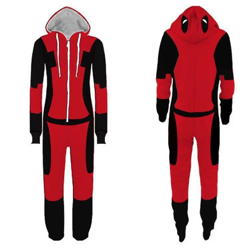 Superhrdina Deadpool Cosplay kostým Pánske a dámske jesenné a zimné plyšové kombinézy pyžamy