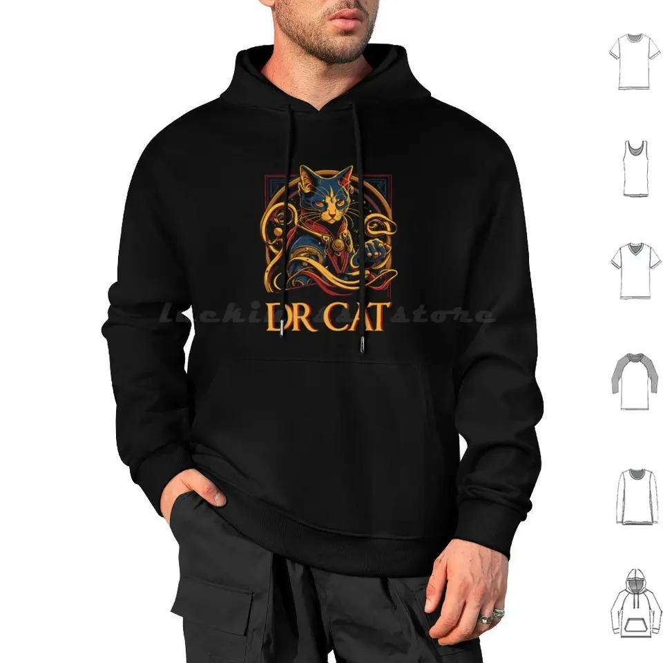 Superhrdina mačiatko podivná mačka Cat Cat Hero Comic Inspirovaná umelecká kapucňa bavlna s dlhým rukávom Dr Cat Iron Meow Cat Cute mačiatko