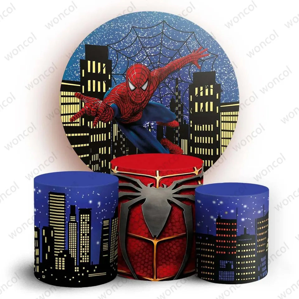 Superhrdina spiderman okrúhle pozadie 1. chlapec narodeninové pozadie pozadie Marvel Spiderman Cylinder Cover