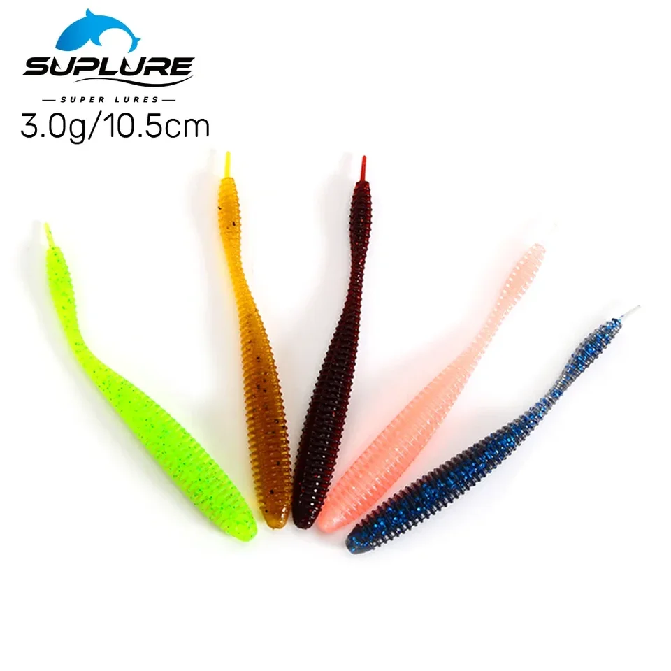 Superlures červové návnady 105 mm 3g 8ks/balenie tela tela TPE Materiál Mäkké návnady rybolovné návnady pre pstruhové umelé umelé umelo