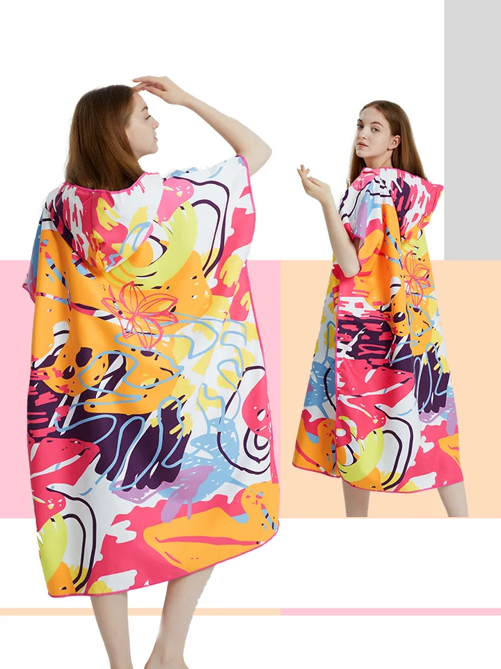 Surf Poncho Towel Poncho Rýchlo sušená uterák mikrofiber mikrovlákna plážový plážový rúcho meniace sa poncho plavecké uverenie pláž Poncho pre dospelých (A19)
