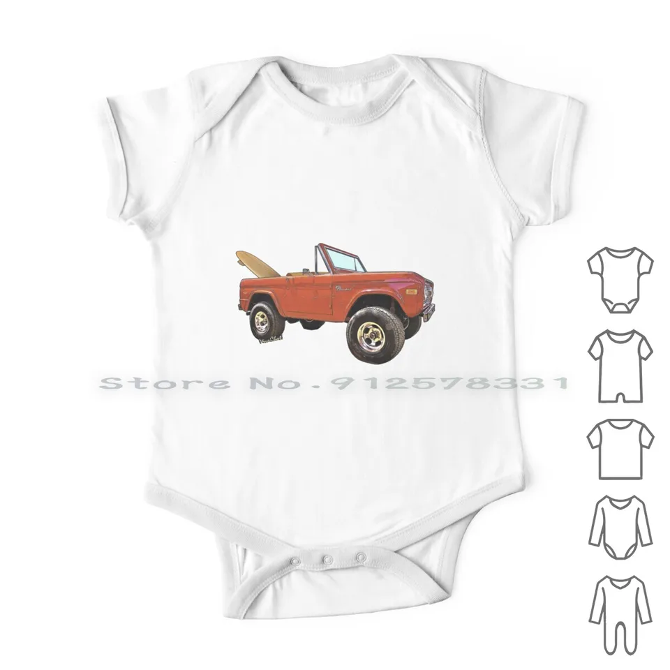 Surfujte s tričko Bronco a veci od Vivachasu! Novonarodené detské oblečenie Rompers Cotton Swessuits 1972 Bronco Truck SUV 4X4 Four Wheel