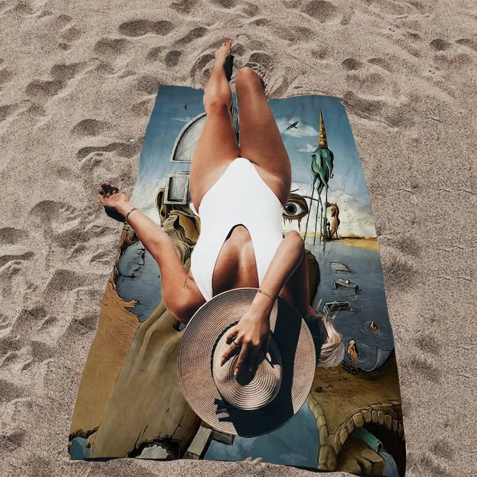 Surrealizmus slávny od S-Salvador D-Dali Beach Towels Sprchova uterák sauna cestovné kúpele mikrovlákno rýchle suché telocvičňa