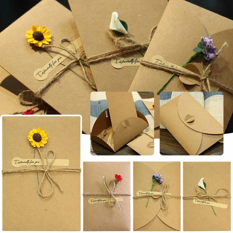 Sušené kvetinové pohľadnice karty Deň matiek karty Valentín Karty narodeninové karty požehnanie Happy Fast Shipping Regalos