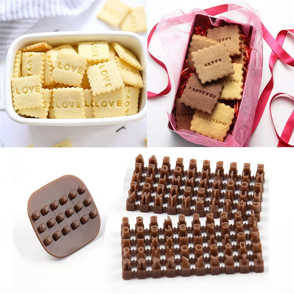 Sušienky pečenie tlač abecedná forma cookies Cutter Word Press pečiatka na pečenie pleseň Curling Curling Embosing formy cookie cookie nástroje
