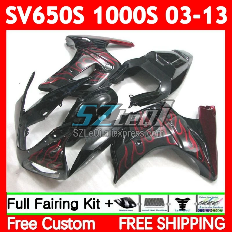 SV1000S pre Suzuki SV650S Red Flames SV650 SV1000 S 69NO.3 SV 650S 1000S 03 04 05 06 07 08 2009 2010 2011 2011 2013 2013 FAIRINGS