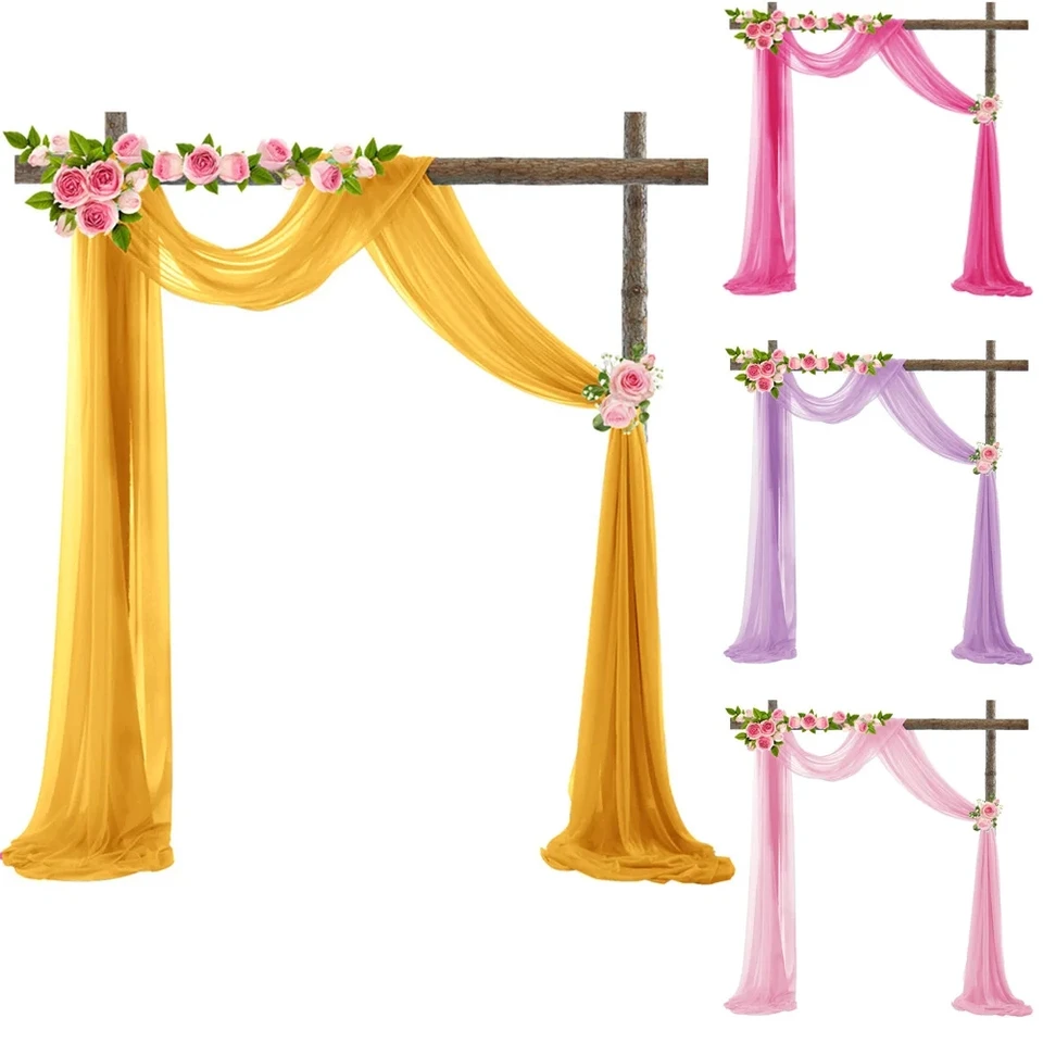 Svadobná strana pozadie oblúka dekorácia číry šál organza romantické svadobné tylové šifónové stôl lup
