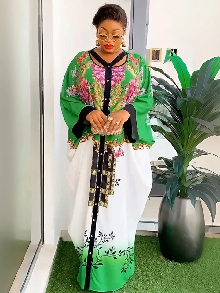 Svadobná strana Tradičné šifónové šaty Dubaj Africké ženy Dashiki Outfits Loose Boubou Elegantné dámske oblečenie maxi rúcho